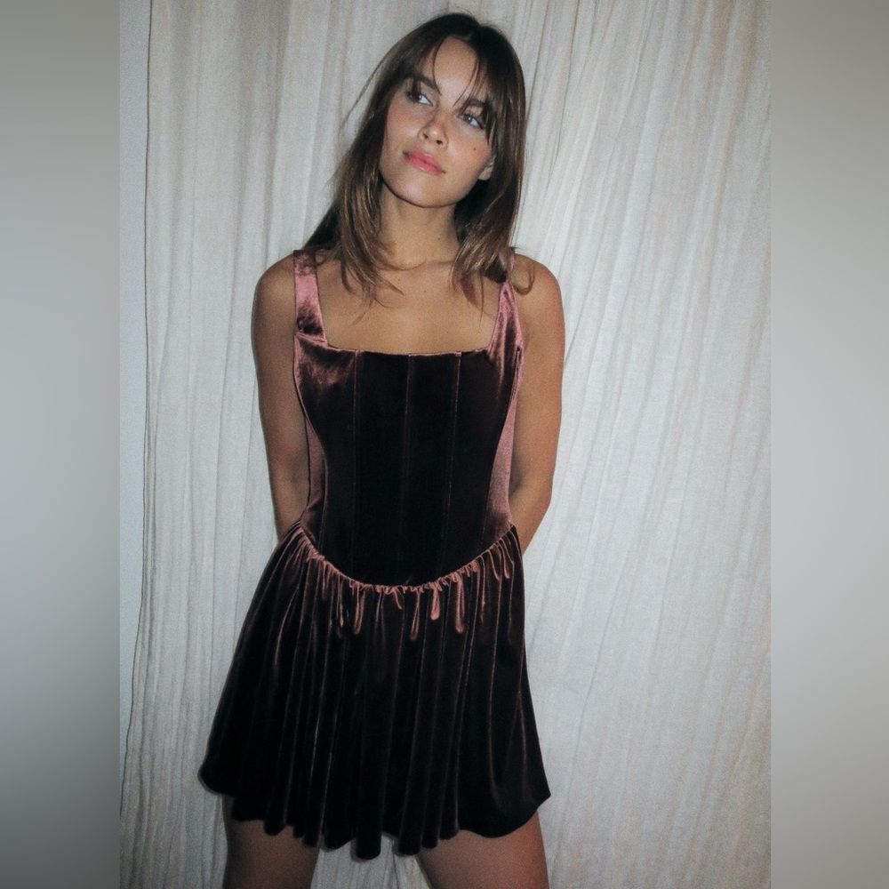 Zara Corset Velvet Mini Dress